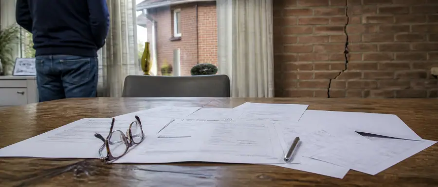 Aanvraagpapieren uitgespreid op tafel, met een pen en een leesbril